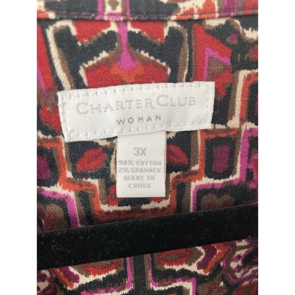 Women's Charter Club Woman light Jacket Floral Geometric Size 3X Cotton Spandex - Picture 5 of 8